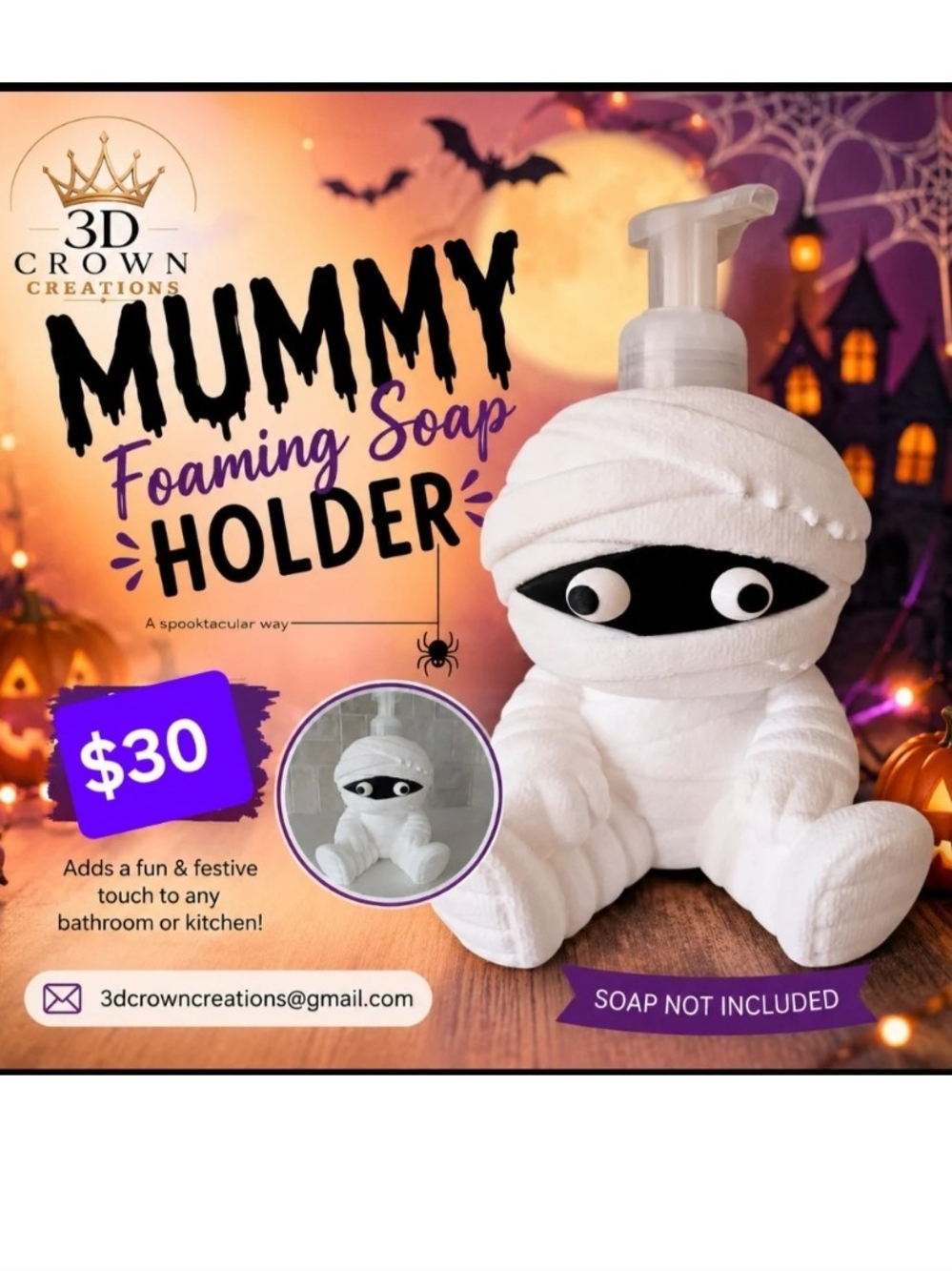 White Mummy Foaming Soap Holder